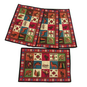 Lodge Collage Woven Jacquard Placemats Place Mats Set of 4